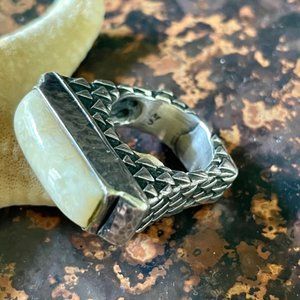 Dian Malouf Ivory Agate Ring Sz. 6
